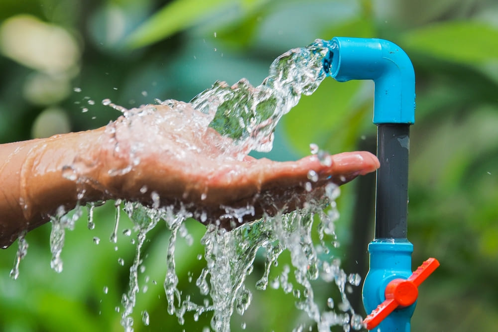 A clean water well in a village